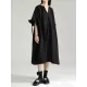 Drawstring Falbala Pleated Solid Color Batwing Sleeves Loose V-Neck Shirt Dress Midi Dresses Drawstring Falbala Pleated Solid Color Batwing Sleeves Loose V-Neck Shirt Dress Midi Dresses