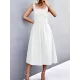 Pleated Solid Color Split-Joint High Waisted Sleeveless U-Neck Midi Dresses Pleated Solid Color Split-Joint High Waisted Sleeveless U-Neck Midi Dresses