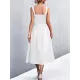 Pleated Solid Color Split-Joint High Waisted Sleeveless U-Neck Midi Dresses Pleated Solid Color Split-Joint High Waisted Sleeveless U-Neck Midi Dresses