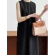 Solid Color Loose Sleeveless Round-Neck Midi Dresses Solid Color Loose Sleeveless Round-Neck Midi Dresses