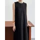 Solid Color Loose Sleeveless Round-Neck Midi Dresses Solid Color Loose Sleeveless Round-Neck Midi Dresses