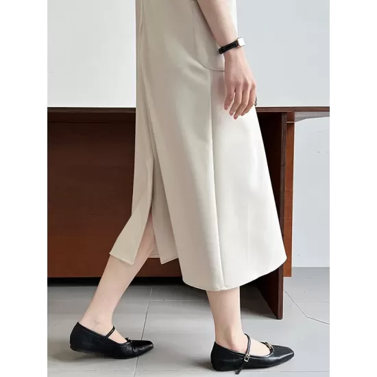 Solid Color Loose Sleeveless Round-Neck Midi Dresses Solid Color Loose Sleeveless Round-Neck Midi Dresses