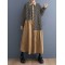 Asymmetric Buttoned Pleated Printed Split-Joint A-Line Long Sleeves Lapel Midi Dresses