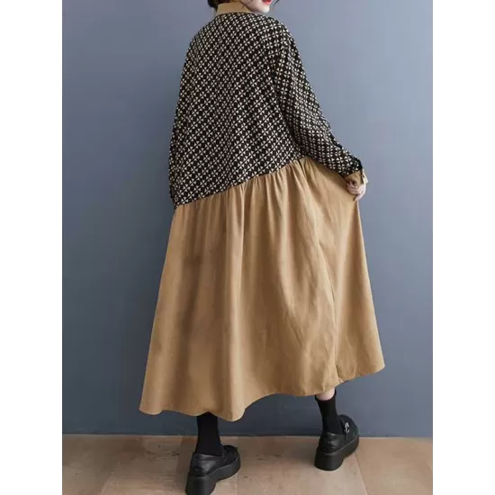 Asymmetric Buttoned Pleated Printed Split-Joint A-Line Long Sleeves Lapel Midi Dresses Asymmetric Buttoned Pleated Printed Split-Joint A-Line Long Sleeves Lapel Midi Dresses