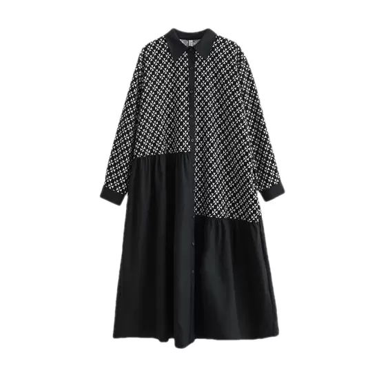 Asymmetric Buttoned Pleated Printed Split-Joint A-Line Long Sleeves Lapel Midi Dresses Asymmetric Buttoned Pleated Printed Split-Joint A-Line Long Sleeves Lapel Midi Dresses