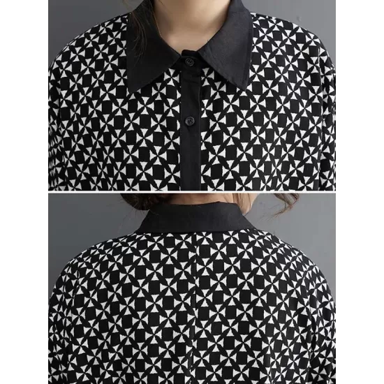 Asymmetric Buttoned Pleated Printed Split-Joint A-Line Long Sleeves Lapel Midi Dresses Asymmetric Buttoned Pleated Printed Split-Joint A-Line Long Sleeves Lapel Midi Dresses