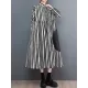 Buttoned Split-Joint Striped Long Sleeves Loose Mock Neck Midi Dresses Buttoned Split-Joint Striped Long Sleeves Loose Mock Neck Midi Dresses