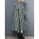 Buttoned Split-Joint Striped Long Sleeves Loose Mock Neck Midi Dresses Buttoned Split-Joint Striped Long Sleeves Loose Mock Neck Midi Dresses