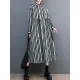 Buttoned Split-Joint Striped Long Sleeves Loose Mock Neck Midi Dresses Buttoned Split-Joint Striped Long Sleeves Loose Mock Neck Midi Dresses