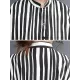 Buttoned Split-Joint Striped Long Sleeves Loose Mock Neck Midi Dresses Buttoned Split-Joint Striped Long Sleeves Loose Mock Neck Midi Dresses