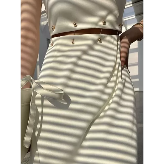 Detachable Hollow Split-Joint A-Line High Waisted Mock Neck Midi Dresses Detachable Hollow Split-Joint A-Line High Waisted Mock Neck Midi Dresses