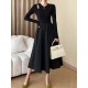 Elasticity Hollow Solid Color Split-Joint A-Line Long Sleeves Round-Neck Midi Dresses Elasticity Hollow Solid Color Split-Joint A-Line Long Sleeves Round-Neck Midi Dresses