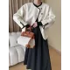 Elasticity Hollow Solid Color Split-Joint A-Line Long Sleeves Round-Neck Midi Dresses Elasticity Hollow Solid Color Split-Joint A-Line Long Sleeves Round-Neck Midi Dresses
