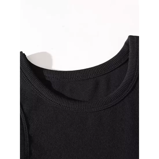 Elasticity Hollow Solid Color Split-Joint A-Line Long Sleeves Round-Neck Midi Dresses Elasticity Hollow Solid Color Split-Joint A-Line Long Sleeves Round-Neck Midi Dresses