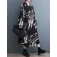 Buttoned Hooded Printed Long Sleeves Loose Outerwear Midi Dresses Buttoned Hooded Printed Long Sleeves Loose Outerwear Midi Dresses
