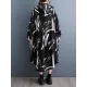 Buttoned Hooded Printed Long Sleeves Loose Outerwear Midi Dresses Buttoned Hooded Printed Long Sleeves Loose Outerwear Midi Dresses