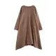 Pockets Printed Split-Joint Split-Side Long Sleeves Loose Round-Neck Midi Dresses Pockets Printed Split-Joint Split-Side Long Sleeves Loose Round-Neck Midi Dresses