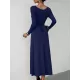 Solid Color Tied Waist A-Line High Waisted U-Neck Midi Dresses Solid Color Tied Waist A-Line High Waisted U-Neck Midi Dresses