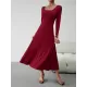 Solid Color Tied Waist A-Line High Waisted U-Neck Midi Dresses Solid Color Tied Waist A-Line High Waisted U-Neck Midi Dresses