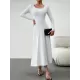 Solid Color Tied Waist A-Line High Waisted U-Neck Midi Dresses Solid Color Tied Waist A-Line High Waisted U-Neck Midi Dresses