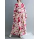 Flower Print Split-Joint Long Sleeves Loose Round-Neck Midi Dresses Flower Print Split-Joint Long Sleeves Loose Round-Neck Midi Dresses