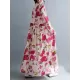 Flower Print Split-Joint Long Sleeves Loose Round-Neck Midi Dresses Flower Print Split-Joint Long Sleeves Loose Round-Neck Midi Dresses