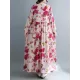 Flower Print Split-Joint Long Sleeves Loose Round-Neck Midi Dresses Flower Print Split-Joint Long Sleeves Loose Round-Neck Midi Dresses