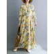 Flower Print Split-Joint Long Sleeves Loose Round-Neck Midi Dresses Flower Print Split-Joint Long Sleeves Loose Round-Neck Midi Dresses