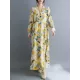 Flower Print Split-Joint Long Sleeves Loose Round-Neck Midi Dresses Flower Print Split-Joint Long Sleeves Loose Round-Neck Midi Dresses