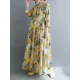 Flower Print Split-Joint Long Sleeves Loose Round-Neck Midi Dresses Flower Print Split-Joint Long Sleeves Loose Round-Neck Midi Dresses