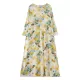 Flower Print Split-Joint Long Sleeves Loose Round-Neck Midi Dresses Flower Print Split-Joint Long Sleeves Loose Round-Neck Midi Dresses