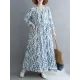 Flower Print Split-Joint Long Sleeves Loose Round-Neck Midi Dresses Flower Print Split-Joint Long Sleeves Loose Round-Neck Midi Dresses