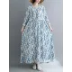 Flower Print Split-Joint Long Sleeves Loose Round-Neck Midi Dresses Flower Print Split-Joint Long Sleeves Loose Round-Neck Midi Dresses