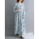 Flower Print Split-Joint Long Sleeves Loose Round-Neck Midi Dresses Flower Print Split-Joint Long Sleeves Loose Round-Neck Midi Dresses