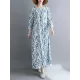 Flower Print Split-Joint Long Sleeves Loose Round-Neck Midi Dresses Flower Print Split-Joint Long Sleeves Loose Round-Neck Midi Dresses