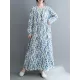 Flower Print Split-Joint Long Sleeves Loose Round-Neck Midi Dresses Flower Print Split-Joint Long Sleeves Loose Round-Neck Midi Dresses
