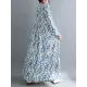 Flower Print Split-Joint Long Sleeves Loose Round-Neck Midi Dresses Flower Print Split-Joint Long Sleeves Loose Round-Neck Midi Dresses