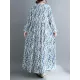 Flower Print Split-Joint Long Sleeves Loose Round-Neck Midi Dresses Flower Print Split-Joint Long Sleeves Loose Round-Neck Midi Dresses