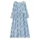 Flower Print Split-Joint Long Sleeves Loose Round-Neck Midi Dresses Flower Print Split-Joint Long Sleeves Loose Round-Neck Midi Dresses