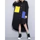 Long Sleeves Loose Asymmetric Buttoned Contrast Color Pockets Lapel Midi Dresses Shirt Dress Long Sleeves Loose Asymmetric Buttoned Contrast Color Pockets Lapel Midi Dresses Shirt Dress