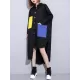 Long Sleeves Loose Asymmetric Buttoned Contrast Color Pockets Lapel Midi Dresses Shirt Dress Long Sleeves Loose Asymmetric Buttoned Contrast Color Pockets Lapel Midi Dresses Shirt Dress