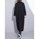 Long Sleeves Loose Asymmetric Buttoned Contrast Color Pockets Lapel Midi Dresses Shirt Dress Long Sleeves Loose Asymmetric Buttoned Contrast Color Pockets Lapel Midi Dresses Shirt Dress