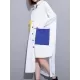 Long Sleeves Loose Asymmetric Buttoned Contrast Color Pockets Lapel Midi Dresses Shirt Dress Long Sleeves Loose Asymmetric Buttoned Contrast Color Pockets Lapel Midi Dresses Shirt Dress