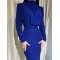 Pleated Solid Color High Waisted Long Sleeves Mock Neck Midi Dresses