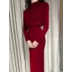 Pleated Solid Color High Waisted Long Sleeves Mock Neck Midi Dresses Pleated Solid Color High Waisted Long Sleeves Mock Neck Midi Dresses
