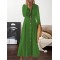 Long Sleeves Loose Pleated Lapel Midi Dresses Shirt Dress
