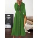 Long Sleeves Loose Pleated Lapel Midi Dresses Shirt Dress Long Sleeves Loose Pleated Lapel Midi Dresses Shirt Dress