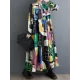 Buttoned Printed Split-Joint Long Sleeves Loose Round-Neck Midi Dresses Buttoned Printed Split-Joint Long Sleeves Loose Round-Neck Midi Dresses