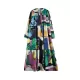 Buttoned Printed Split-Joint Long Sleeves Loose Round-Neck Midi Dresses Buttoned Printed Split-Joint Long Sleeves Loose Round-Neck Midi Dresses
