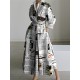 Long Sleeves Loose Letter Print Lapel Collar Midi Dresses Long Sleeves Loose Letter Print Lapel Collar Midi Dresses